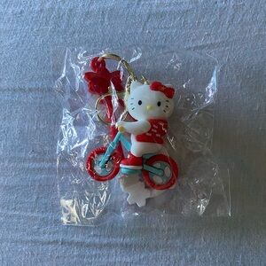 Cat keychain riding on a bike